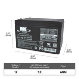 Battery 12-Volt 7.2 Ah SLA Battery, F2 Terminal K0A7 - product image 1