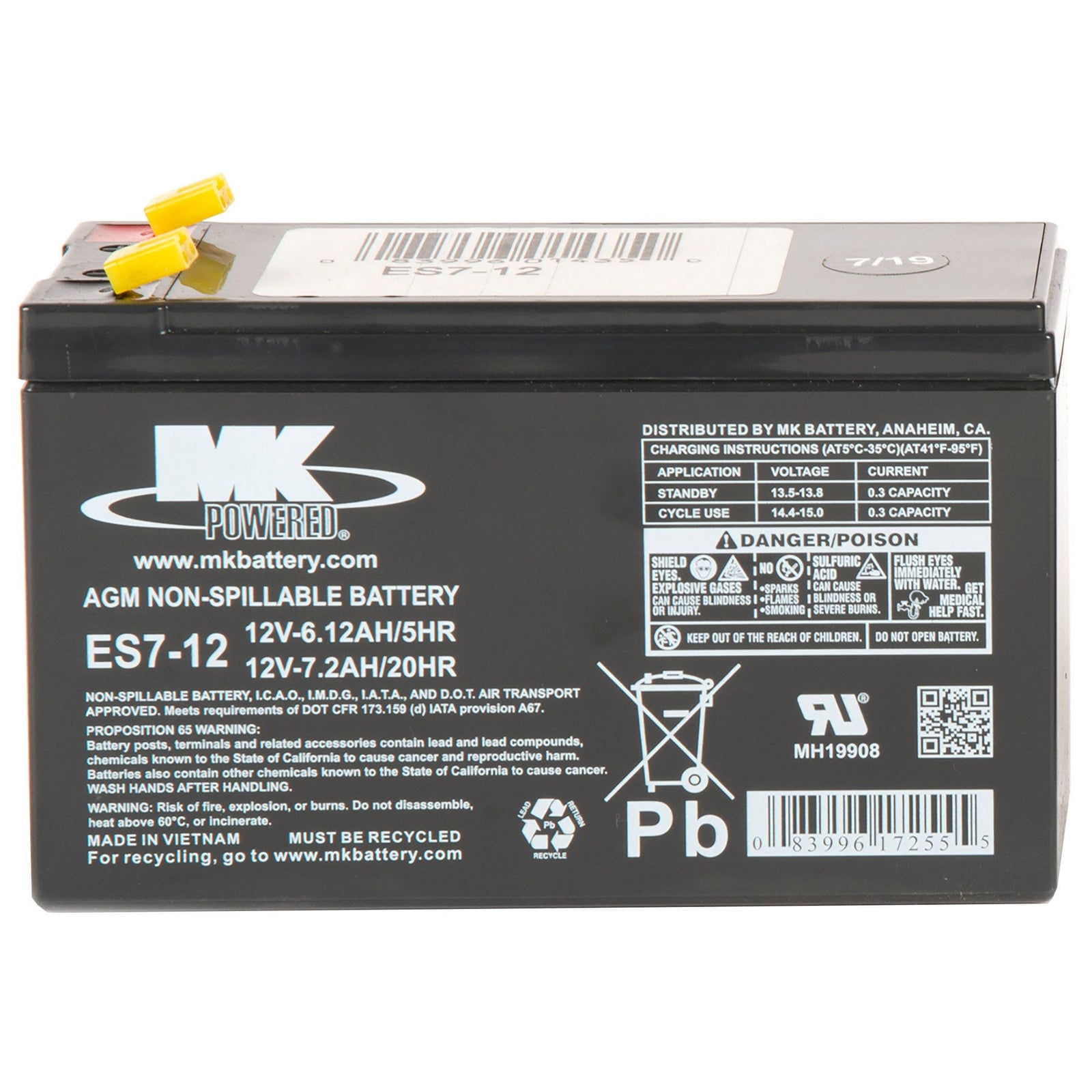Battery 12-Volt 7.2 Ah SLA Battery, F2 Terminal K0A7 - product image 2