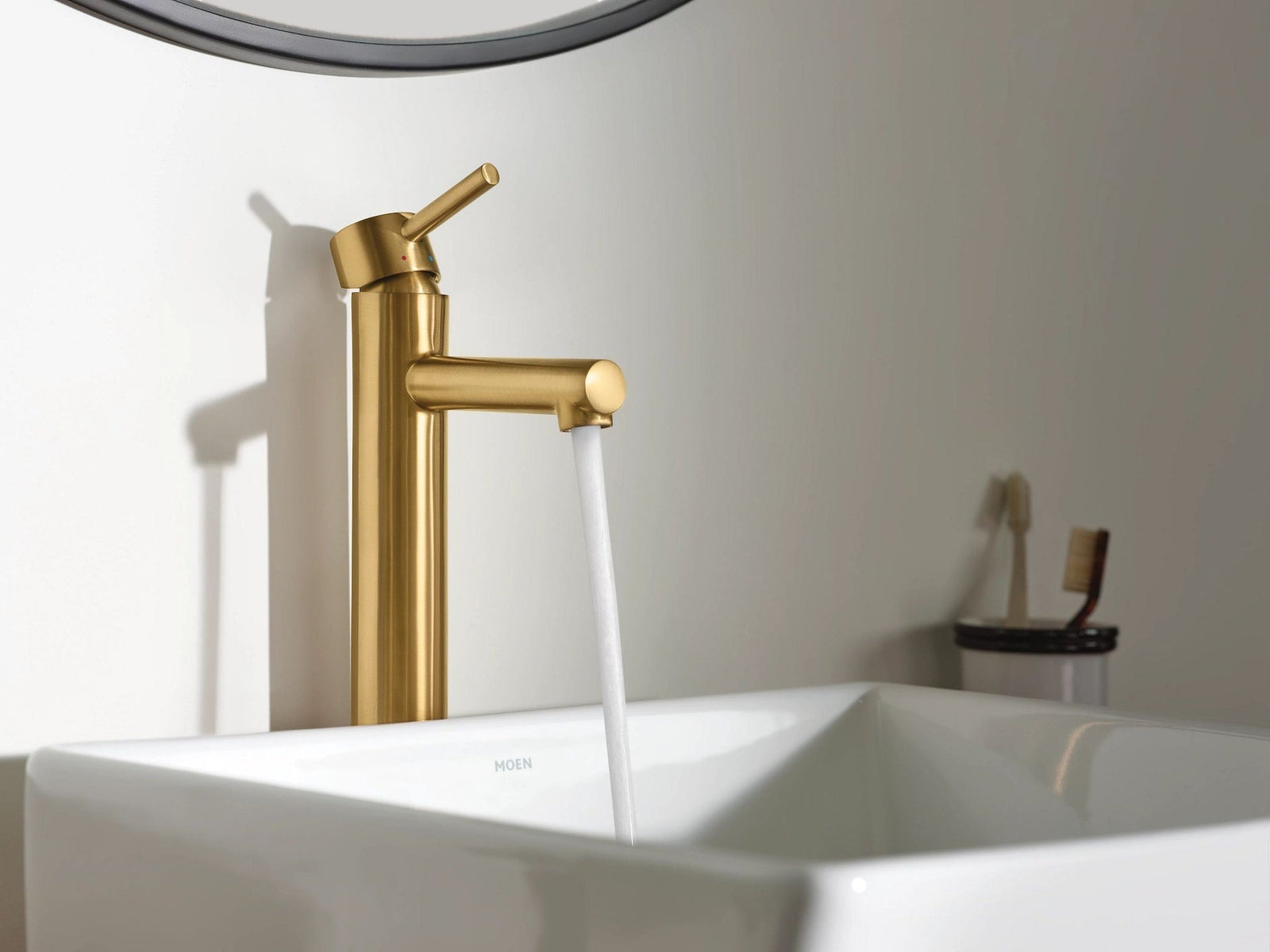 Align Single Handle High Arc Vessel Single Hole Bathroom Sink Faucet, WaterSense Certified, Brushed Gold H1X6 - product image 4