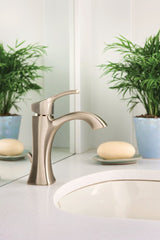 Voss Single Handle High Arc Single Hole Bathroom Sink Faucet, Brushed Nickel H1E4 - product image 5