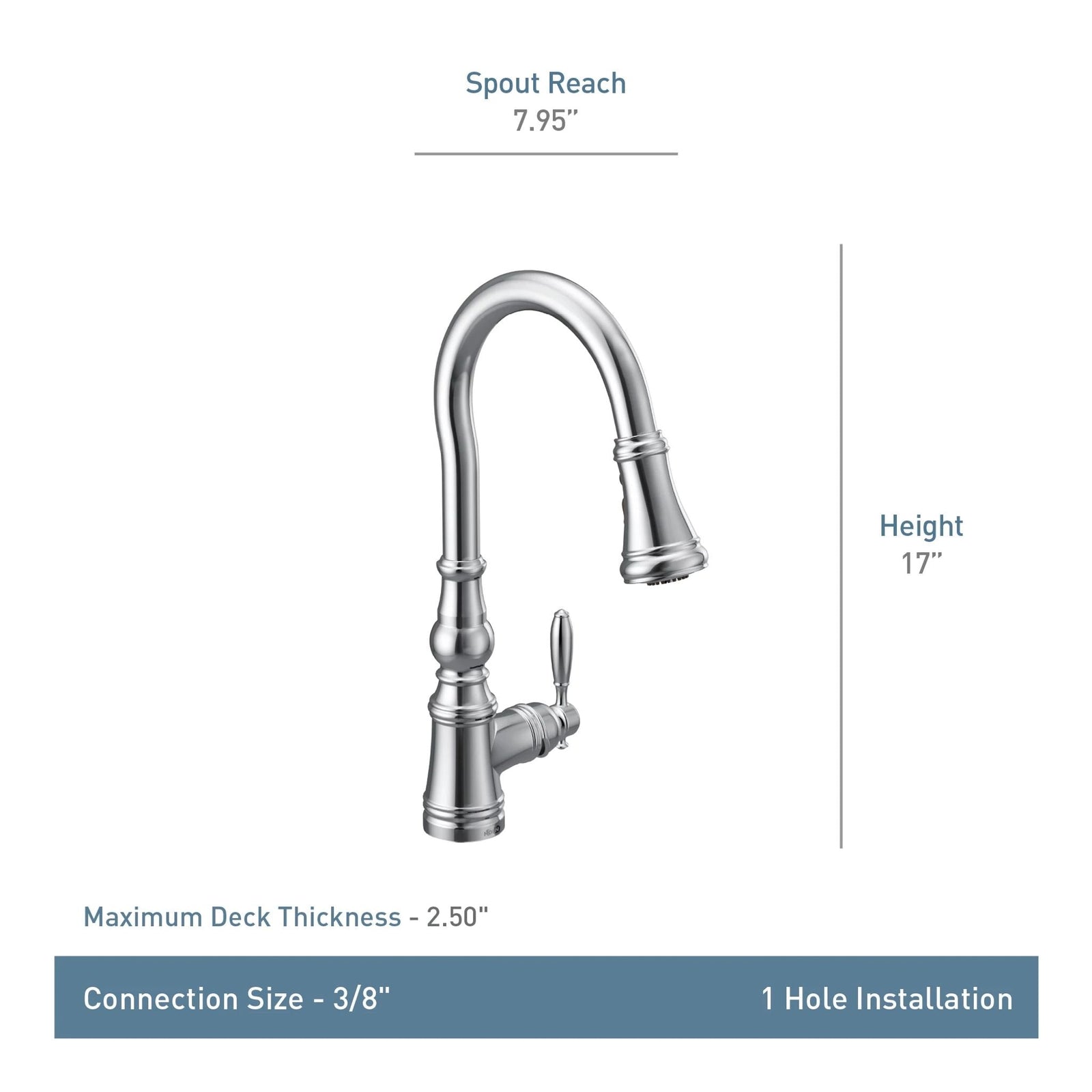 Weymouth Single Handle High Arc Pull Down Sprayer Kitchen Faucet with Power Boost, Brushed Gold U8E0 - product image 3