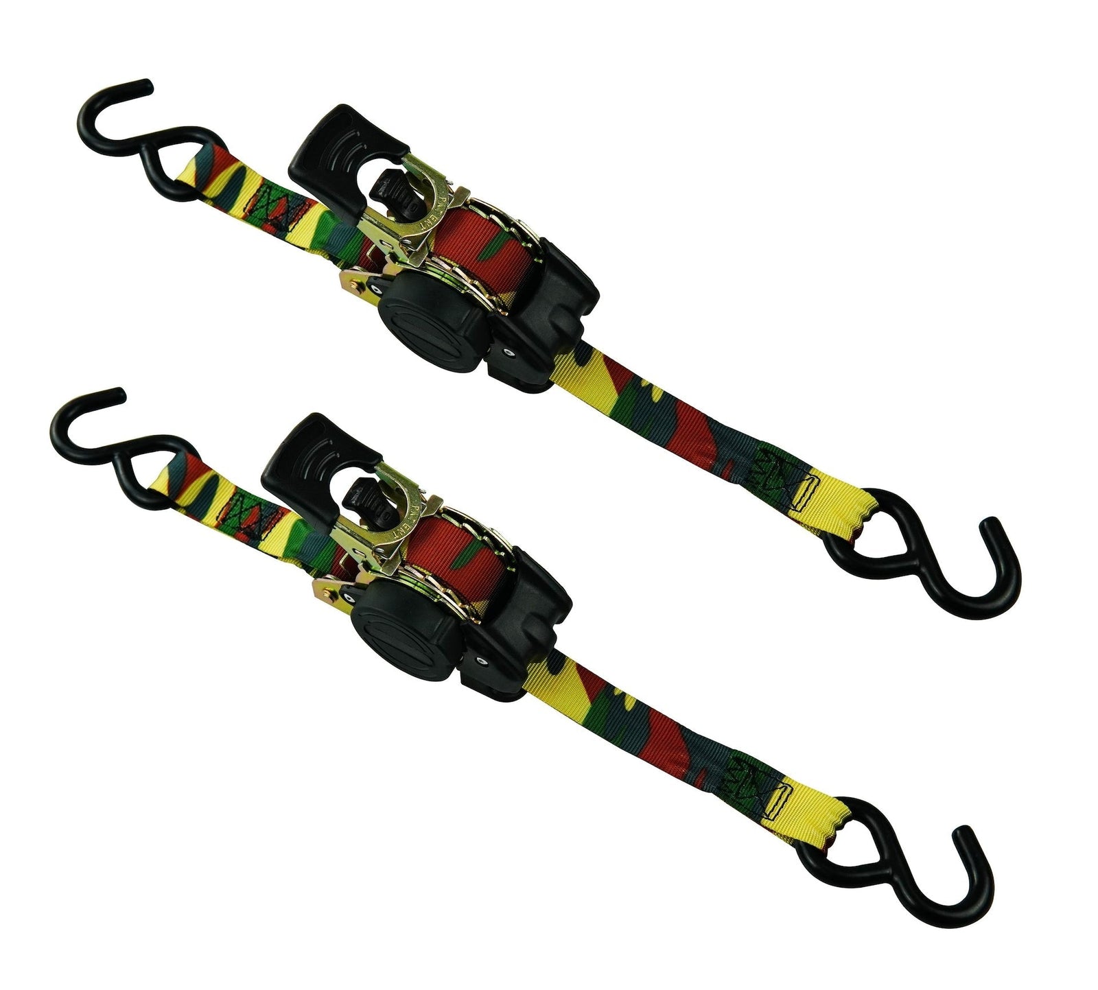 1,200-lb Retractable Camo Ratchet Tie Down Straps, 1-in x 10-ft, 2-pk M2Q7 - product image 1