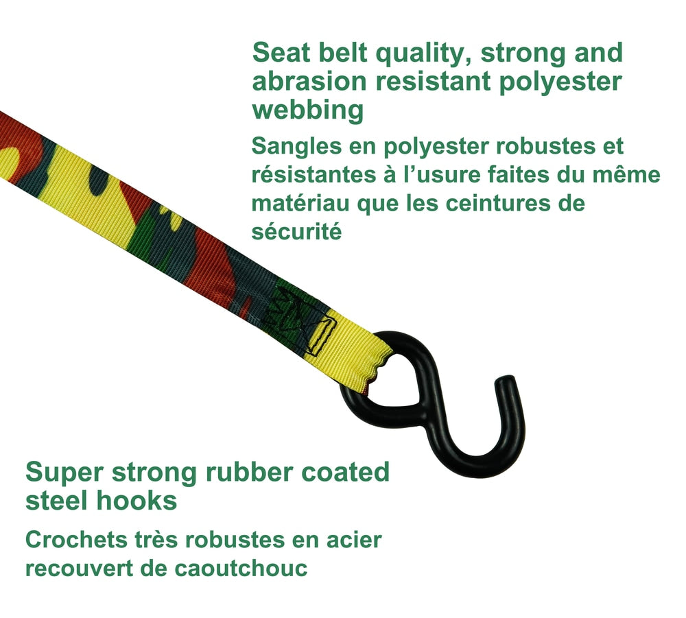 1,200-lb Retractable Camo Ratchet Tie Down Straps, 1-in x 10-ft, 2-pk M2Q7 - product image 5