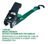 1,500-lb Padded Ratchet Tie Down Straps, Weatherproof, 1-in x 6-ft, 2-pk U5X8 - product image 5