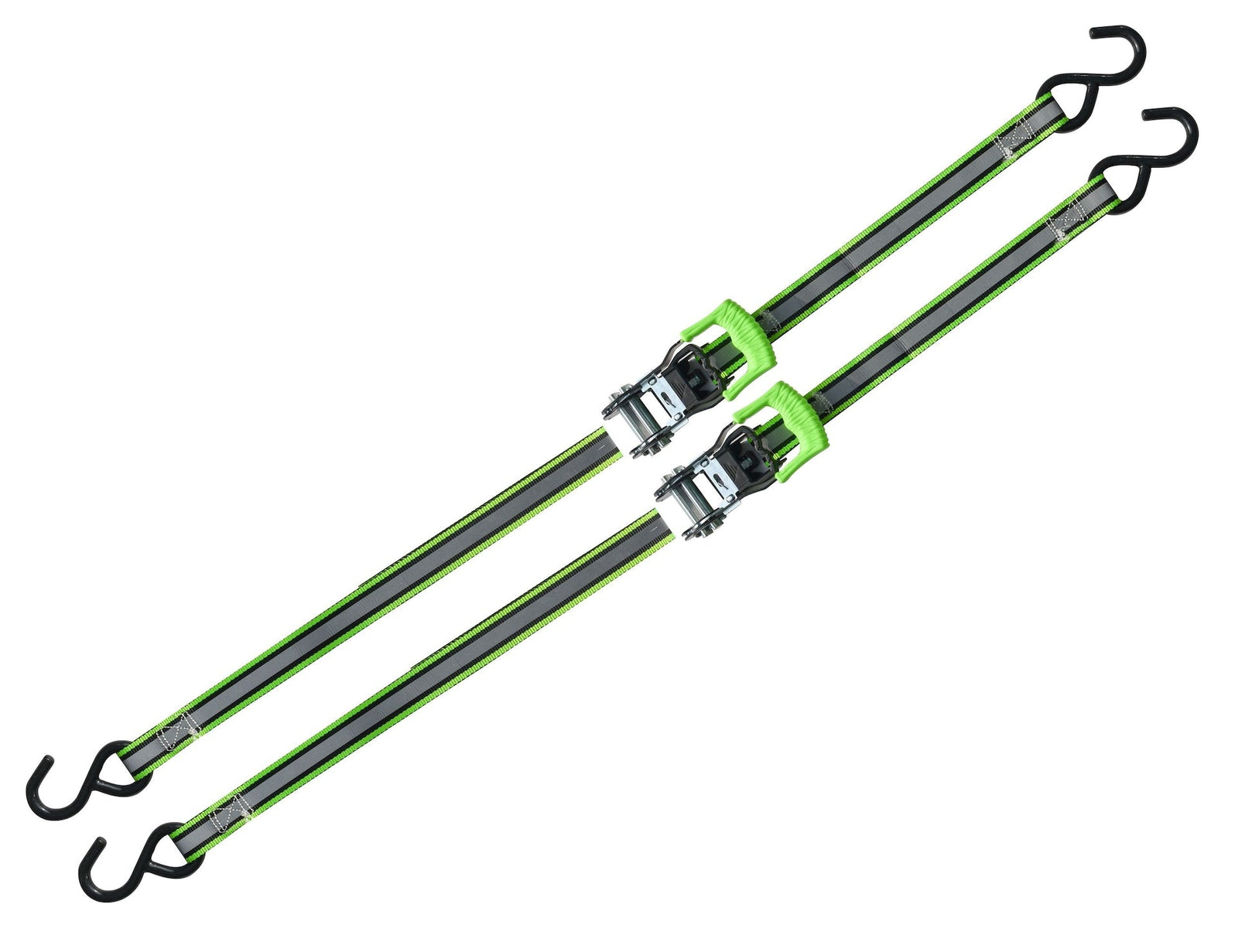 1,500-lb Reflective Ratchet Tie-Down Strap with Padded D-Handle, 1-in x 12-ft, 2-pk T7O4 - product image 5