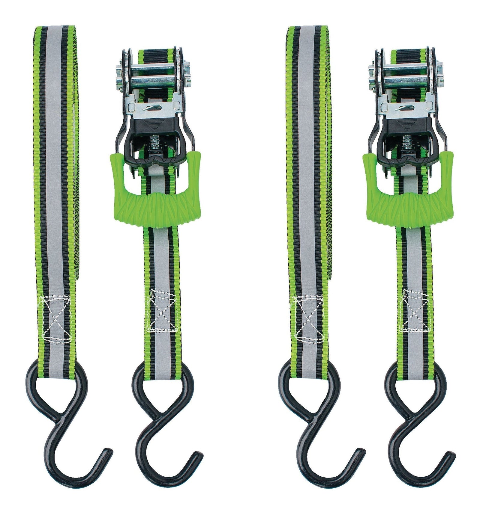 1,500-lb Reflective Ratchet Tie-Down Strap with Padded D-Handle, 1-in x 12-ft, 2-pk T7O4 - product image 6