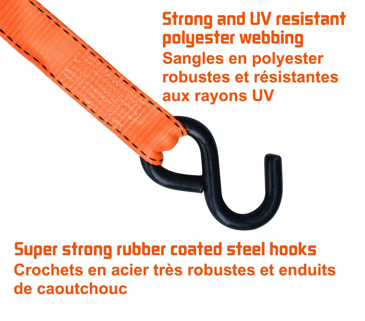 3,000-lb Heavy Duty Ratchet Tie Down Strap, 1.25-in x 14-ft, 4-pk P3C1 - product image 5