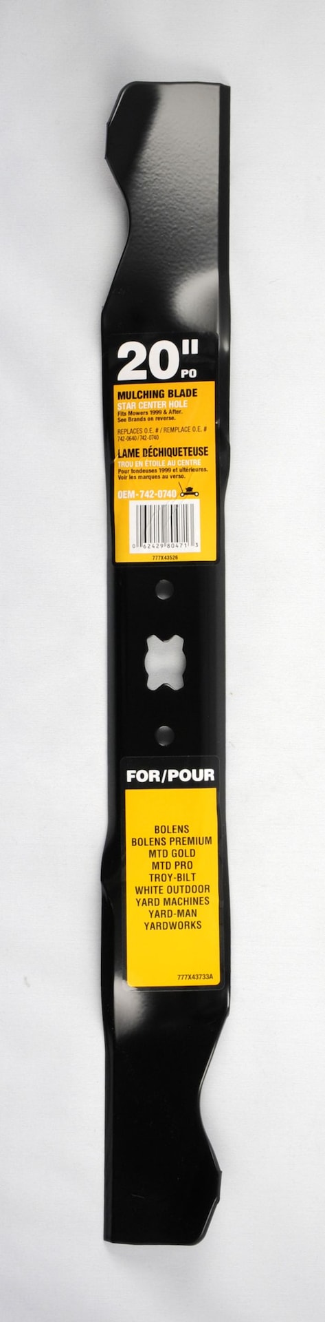 Mulching Lawn Mower Replacement Blade with Star Center Hole, 20-in, Black V9A1 - product image 1