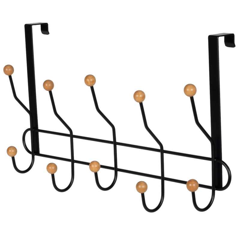 19" Over The Door Metal 5 Hook, Black O0X5