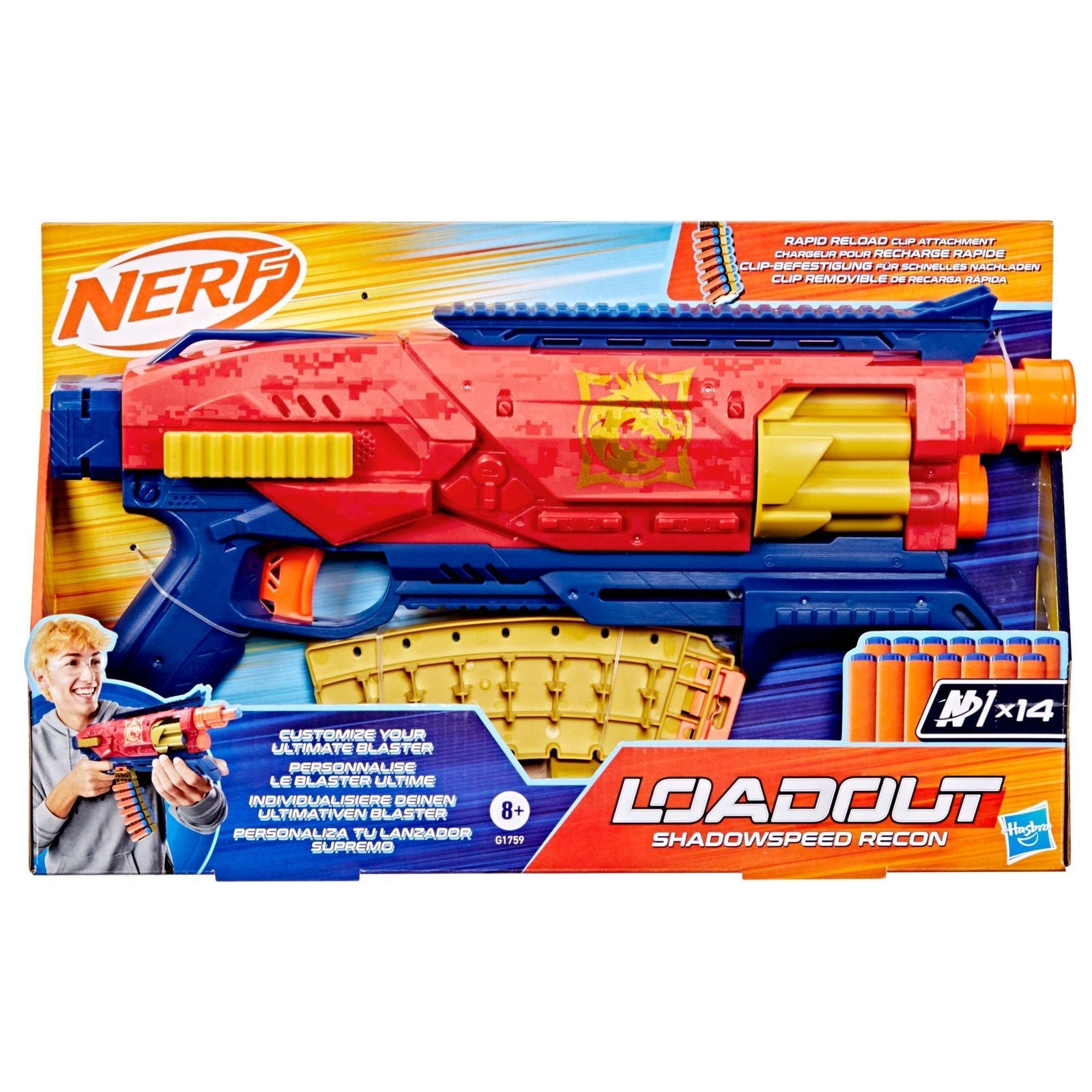 Loadout Shadowspeed Recon Dart Blaster with Dart Storage Attachment and 14 N1 Darts F1X2 - product image 2