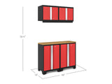 Bold 3.0 Series All-in-One Lockable Steel Garage Cabinetry Set with Bamboo Top, Black/Red, 48-in x 18-in x 76.75-in, 5-pc K9J1 - product image 2