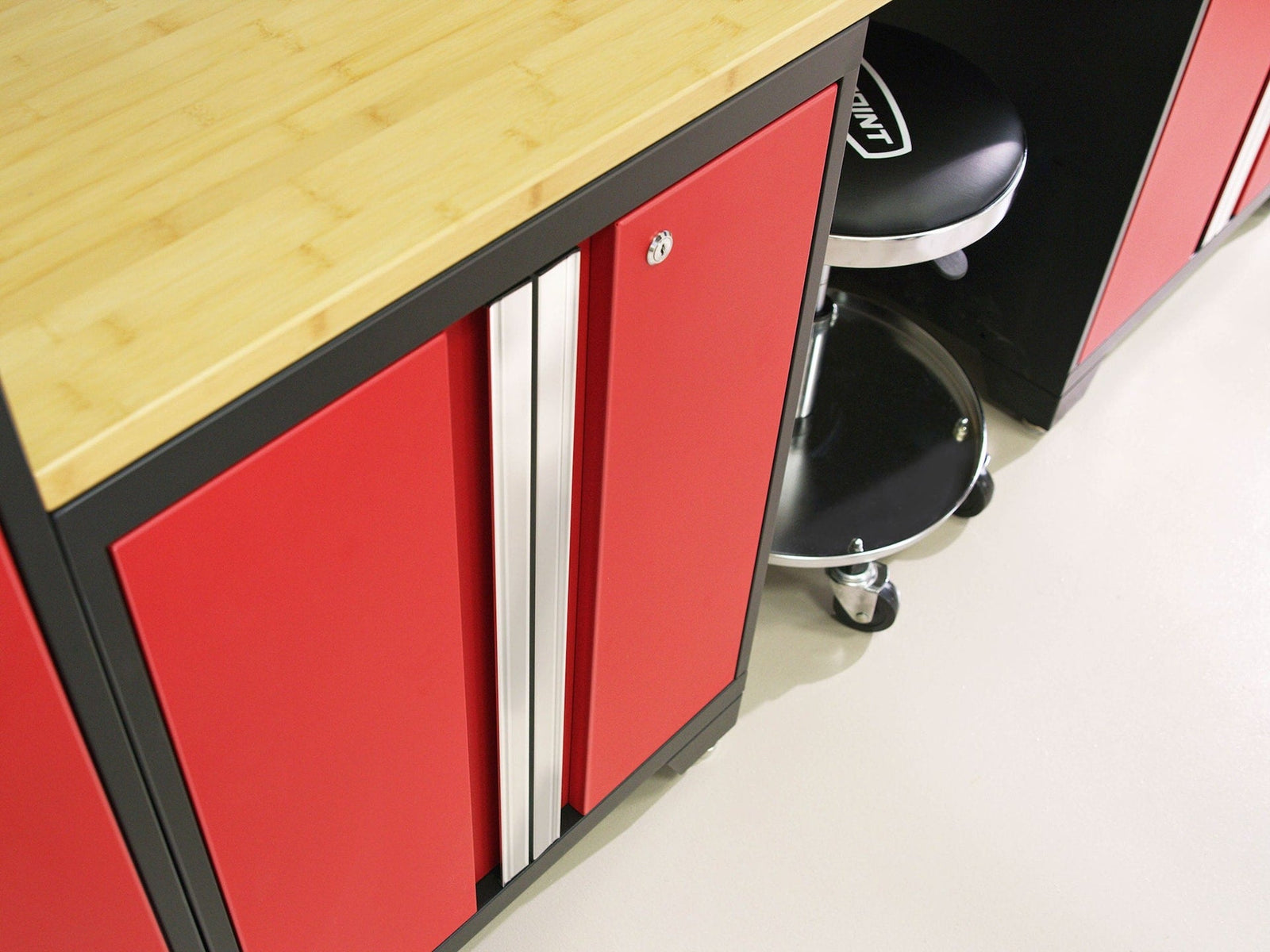 Bold 3.0 Series All-in-One Lockable Steel Garage Cabinetry Set with Bamboo Top, Black/Red, 48-in x 18-in x 76.75-in, 5-pc K9J1 - product image 4
