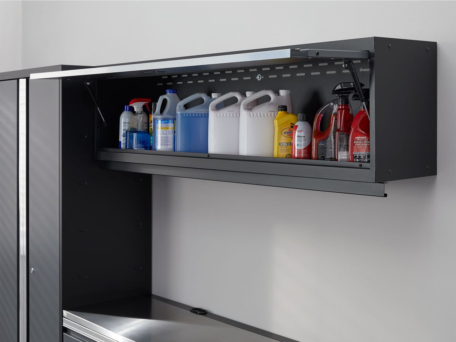Bold 3.0 Series All-in-One Lockable Steel Garage Cabinetry Set with Stainless Steel Top, Grey, 90-in x 18-in x 72-in, 4-pc U6O1 - product image 4