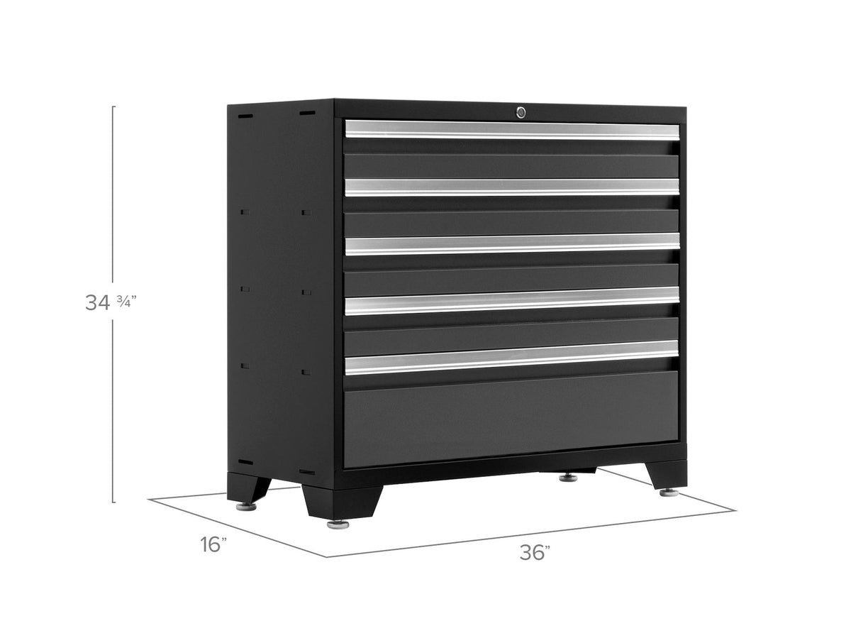Bold 3.0 Series Lockable 5-Drawer Steel Tool Cabinet with Adjustable Legs, Fully-Welded, Black/Grey, 36-in A1T7 - product image 4