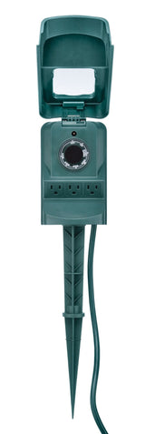 3-Outlet Outdoor Power Stake with 6-ft Cord and Timer, Green G3A4 - product image 2