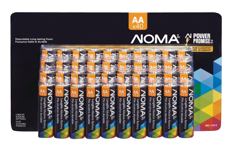 40-pk AA Alkaline Batteries, Long Lasting, All Purpose C4X5