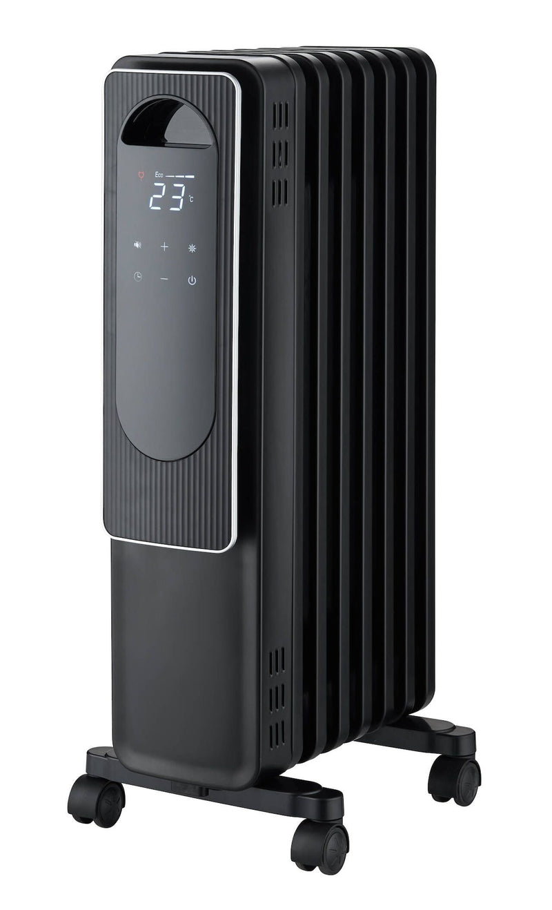 Digital Electric Oil-Filled Radiator Heater with Remote Control, 1500W, Black F9Q2