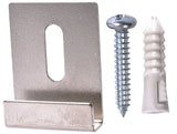 Wide-Channel Mirror Clip, For Frameless Mirrors, Steel Construction, 20-lb Capacity, Silver, 4-pk V2E7 - product image 1