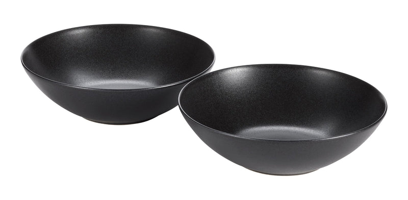 Dorset Large Coupe Stoneware Bowl Set, Oven Safe, 2-pk, Black Reactive P4U0