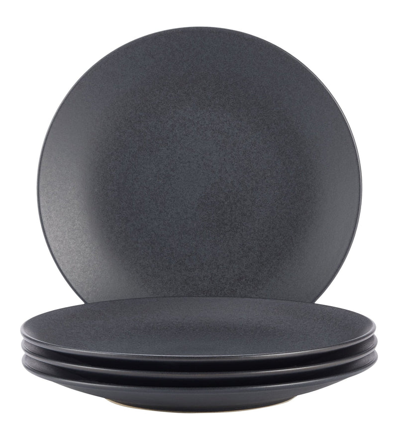 Dorset Stoneware Dinner Plate Set, Black Reactive, 4-pk, Oven Safe C9Y5