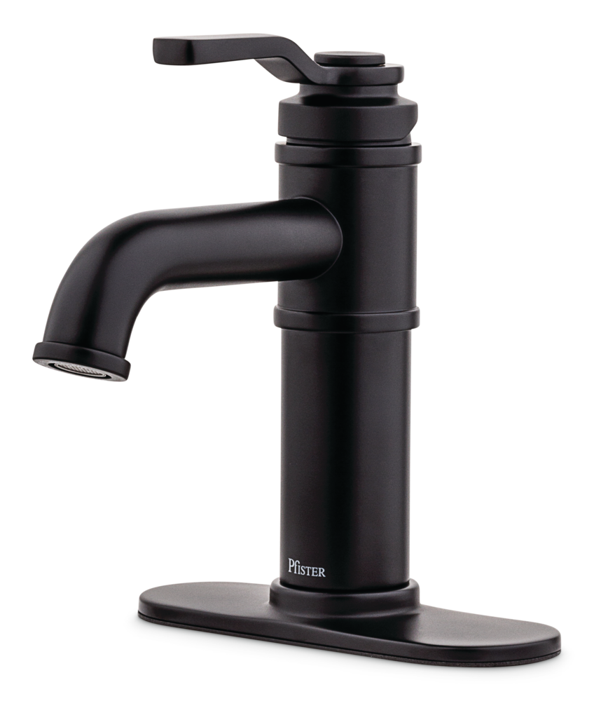 Breckenridge Single Handle High Arc Bathroom Sink Faucet, Push & Seal Drain, WaterSense Certified, Black Z8B3 - product image 1