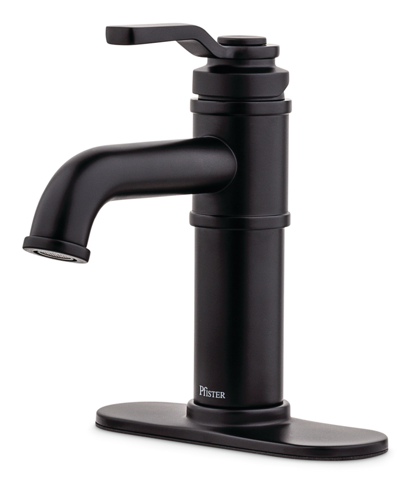 Breckenridge Single Handle High Arc Bathroom Sink Faucet, Push & Seal Drain, WaterSense Certified, Black Z8B3