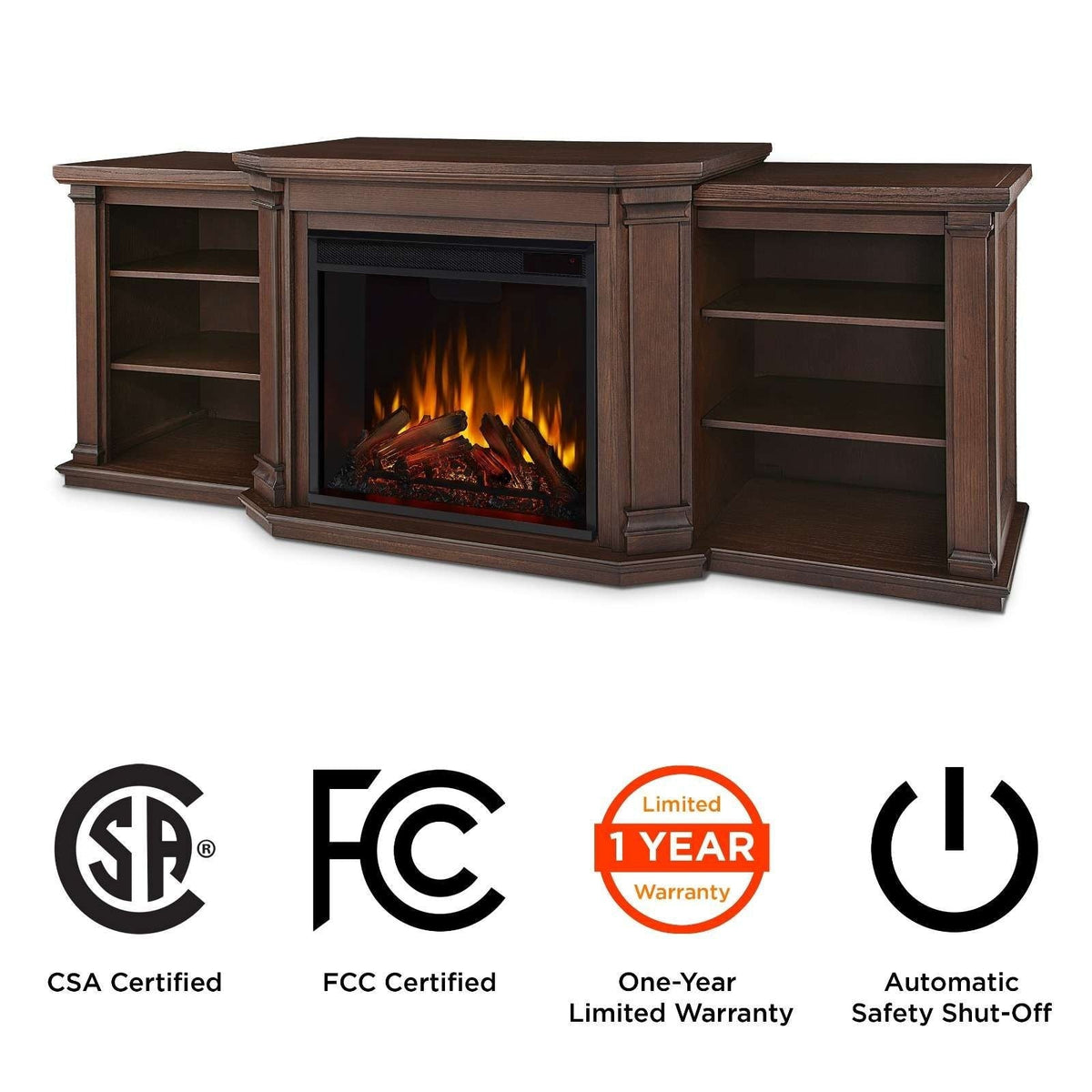 Flame Valmont Media Indoor Electric Fireplace TV Stand, 74-in, 1500W, Includes Remote Control & Firebox, Chestnut Oak I1X4 - product image 8