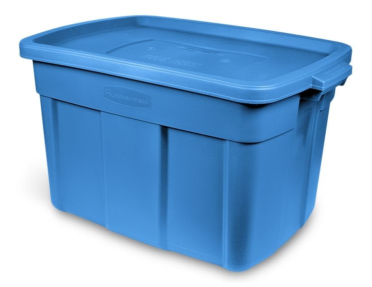 Roughneck Stackable Storage Box with Lid, 68-L, Blue C7A9