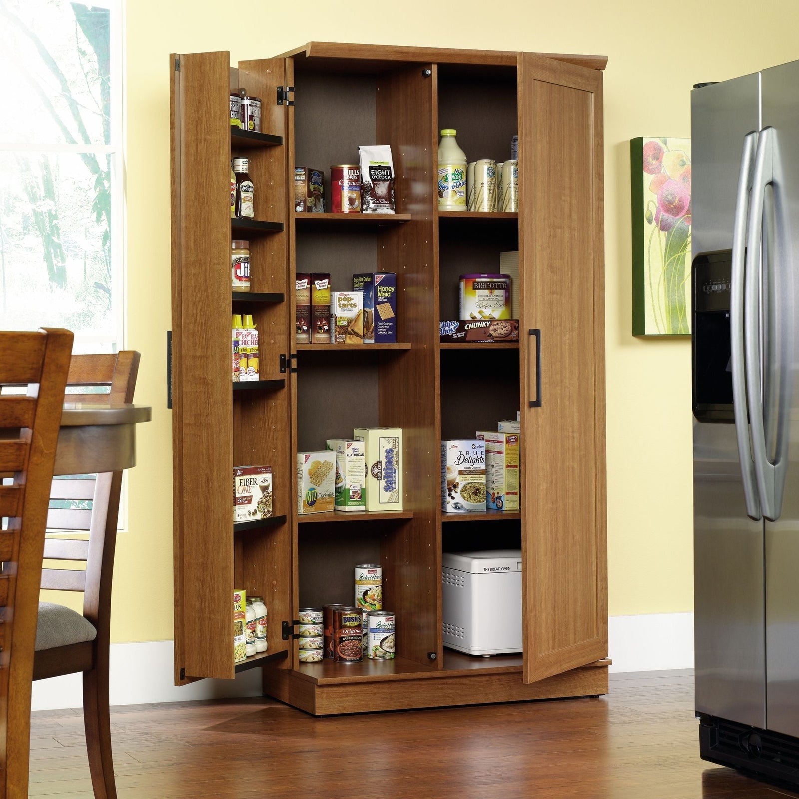 Homeplus 2-Door Storage Cabinet/Pantry with Adjustable Shelves, Sienna Oak Finish W7Y1 - product image 4