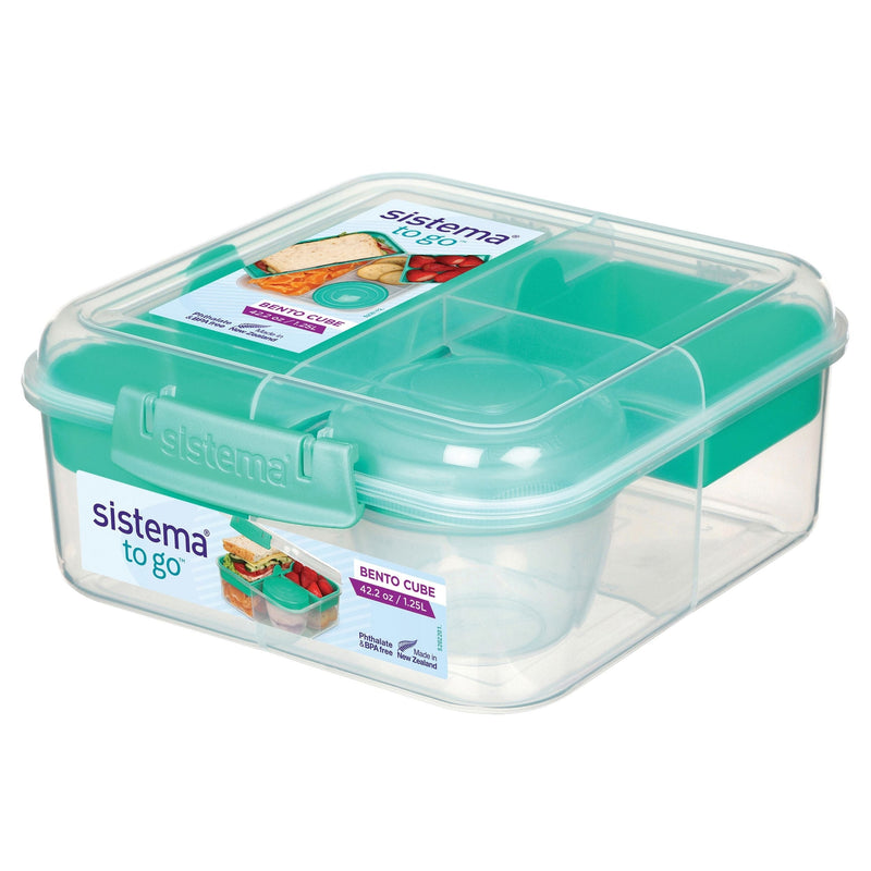 Bento Cube to Go Food Storage Container with Easy-Locking Clips, 1.25-L H2W9