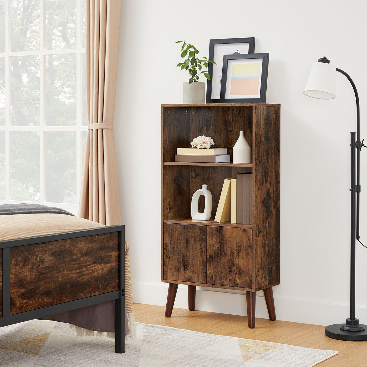 Home 3-Tier Rustic Brown Retro Cabinet with Steel Frame S2Z9 - product image 8
