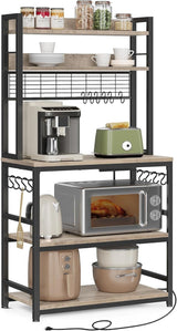 Home 5-Shelf Grey Baker's Rack with 4 AC Outlets N2G0 - product image 2