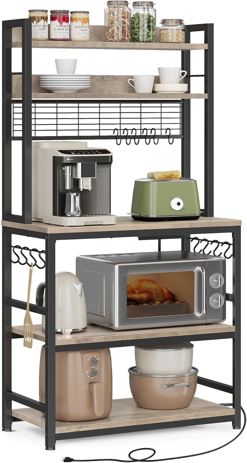 Home 5-Shelf Grey Baker's Rack with 4 AC Outlets N2G0 - product image 3