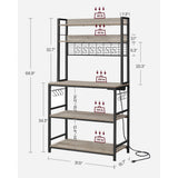 Home 5-Shelf Grey Baker's Rack with 4 AC Outlets N2G0 - product image 5