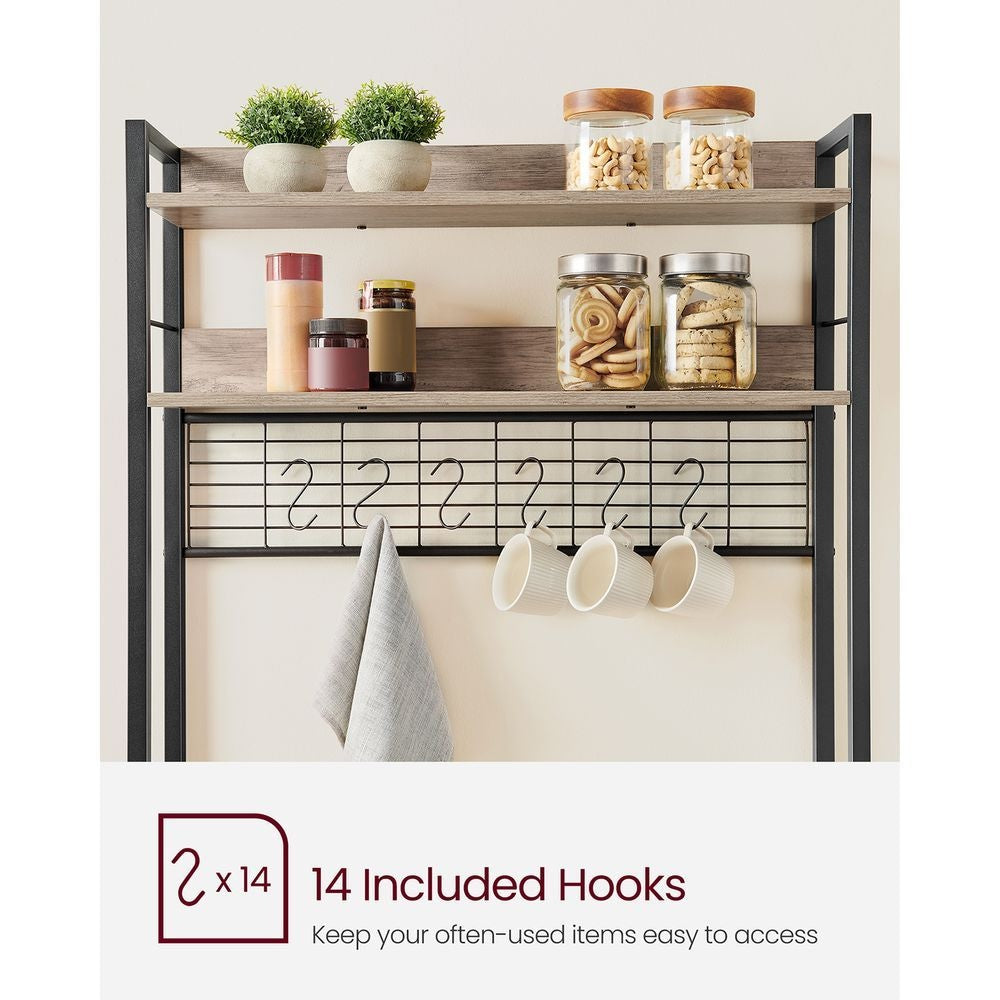 Home 5-Shelf Grey Baker's Rack with 4 AC Outlets N2G0 - product image 7