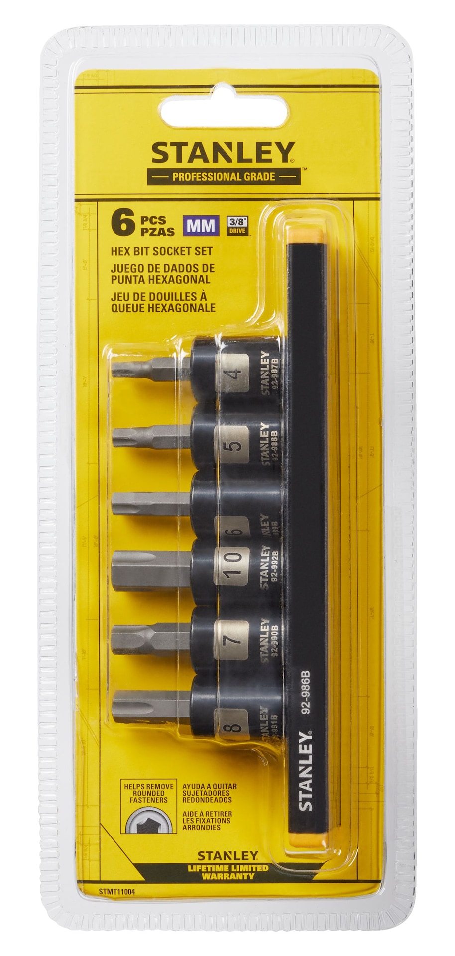 Professional Grade Black Chrome Hex Bit Socket Set, Metric, 6-pc H8A9 - product image 3
