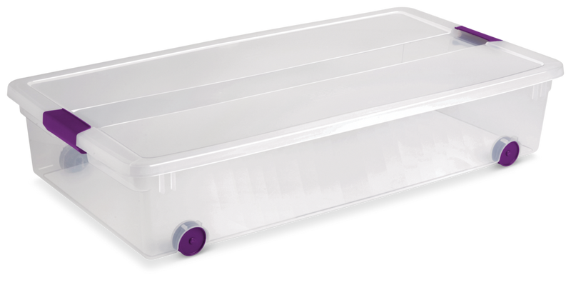 ClearView Latch Wheeled Underbed Storage Box, 57-L F6I3