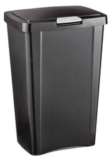Plastic Rectangular Springloaded Touch Top Garbage Can, Black, 49-L N4I6 - product image 2