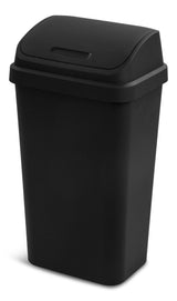Plastic Rectangular Swing Lid Garbage Can, Black, 49-L X6M8 - product image 1