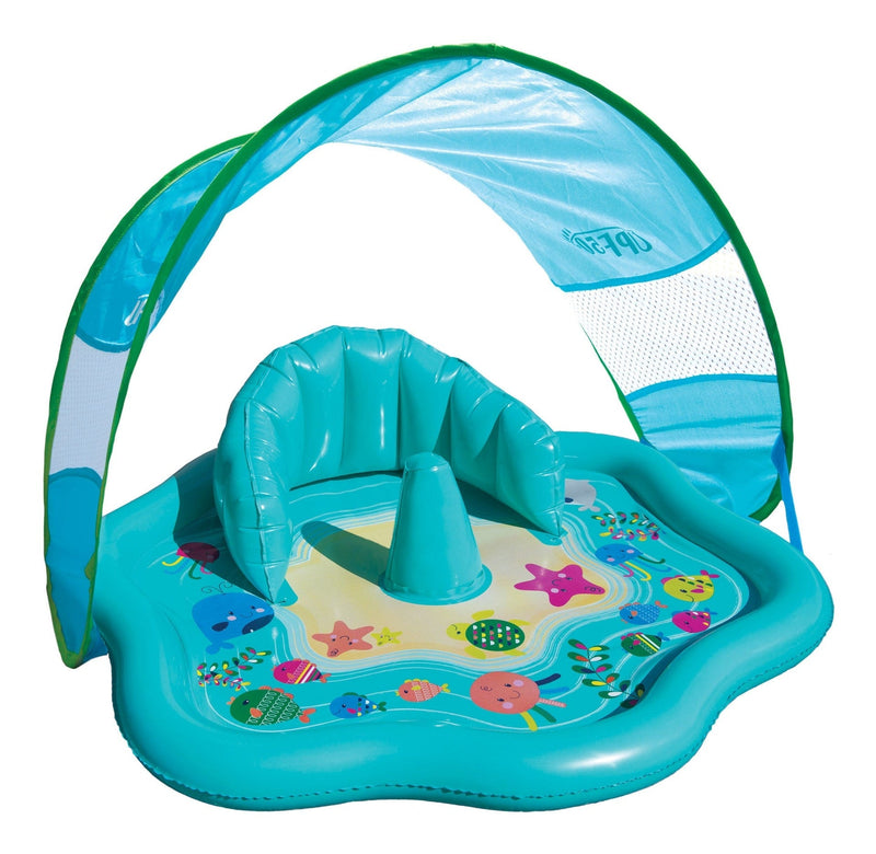 School Inflatable Baby Splash Mat with Canopy, 28-in, Ages 6-18m P4L4