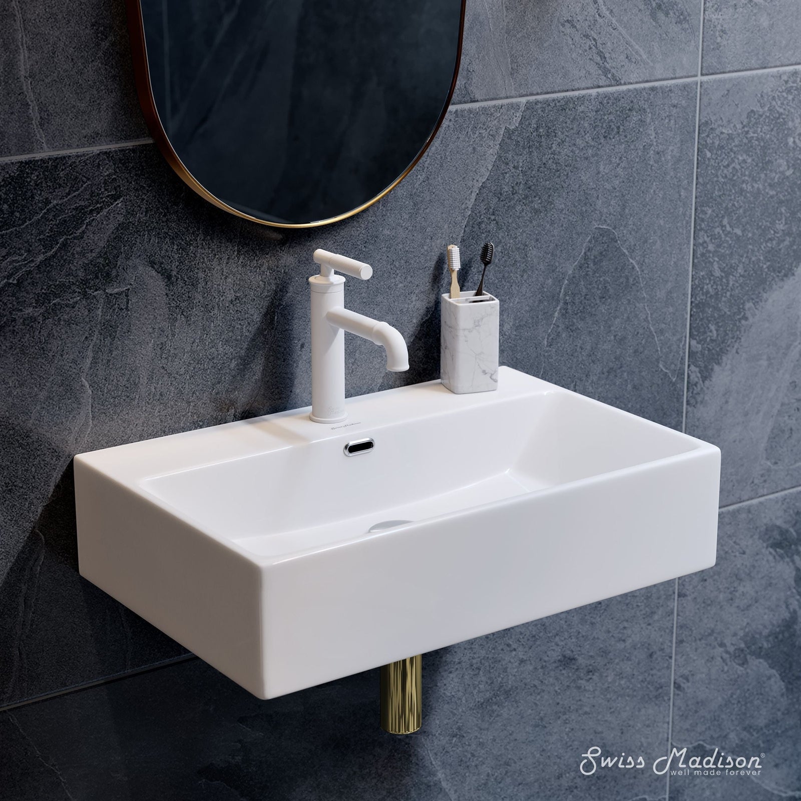 Claire Rectangle Wall-Mount Bathroom Sink, 24-in H2E7 - product image 6
