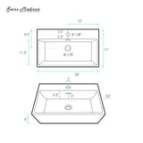 Claire Rectangle Wall-Mount Bathroom Sink, 24-in H2E7 - product image 7