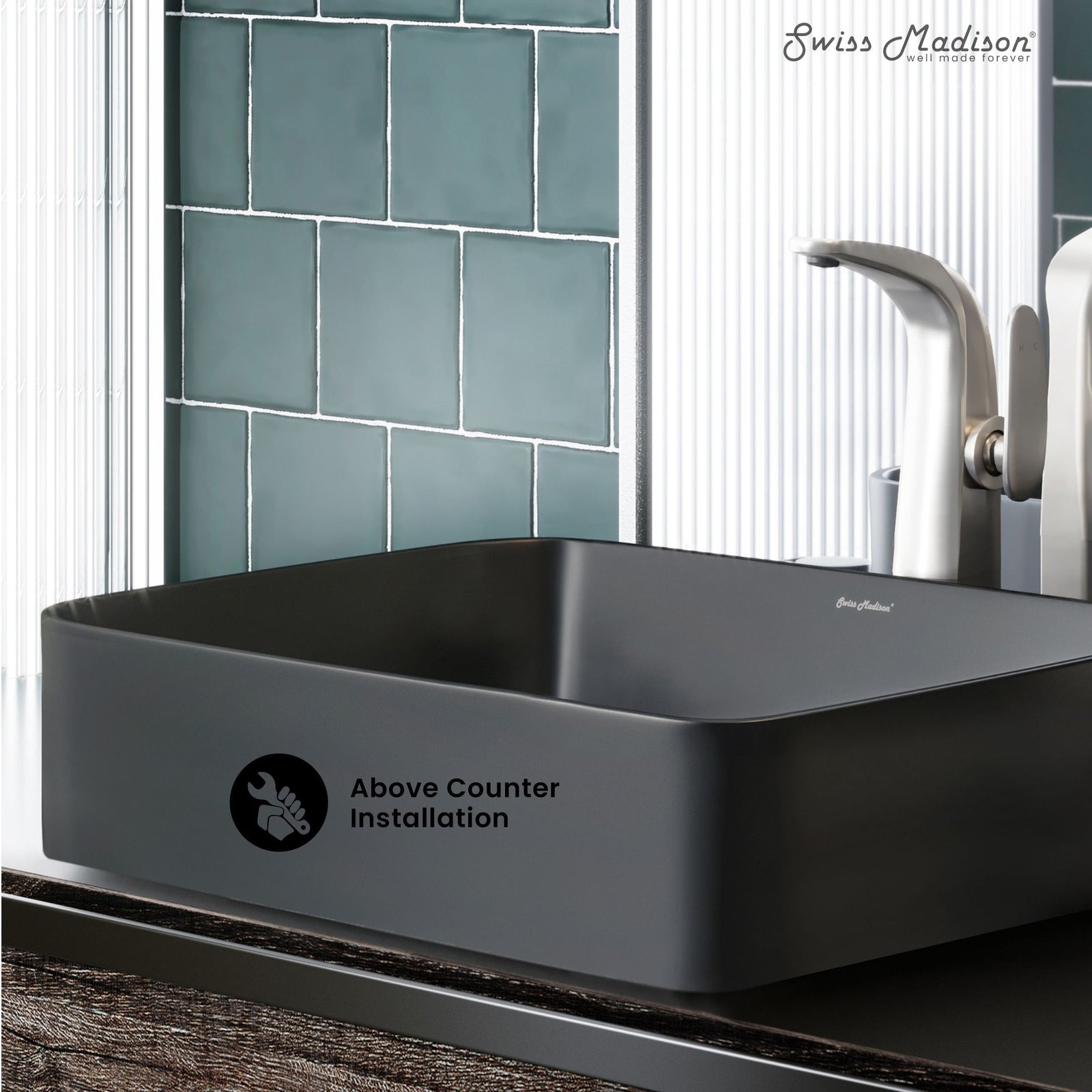 Concorde Rectangle Ceramic Vessel Sink, Matte Black L2Z1 - product image 3