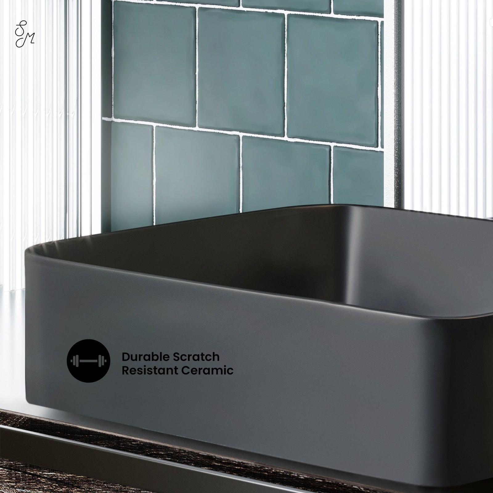 Concorde Rectangle Ceramic Vessel Sink, Matte Black L2Z1 - product image 5