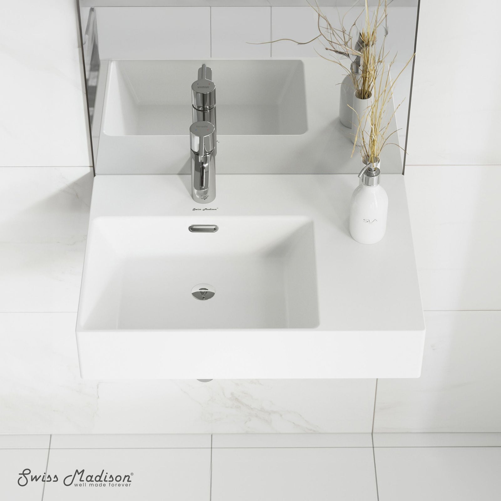St. Tropez Ceramic Wall Hung Sink with Left Side Faucet Mount, 24-in x 18-in E1K4 - product image 5