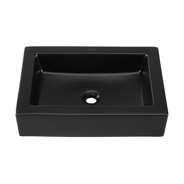 Voltaire Ceramic Rectangle Vessel Sink, Matte Black V9D6