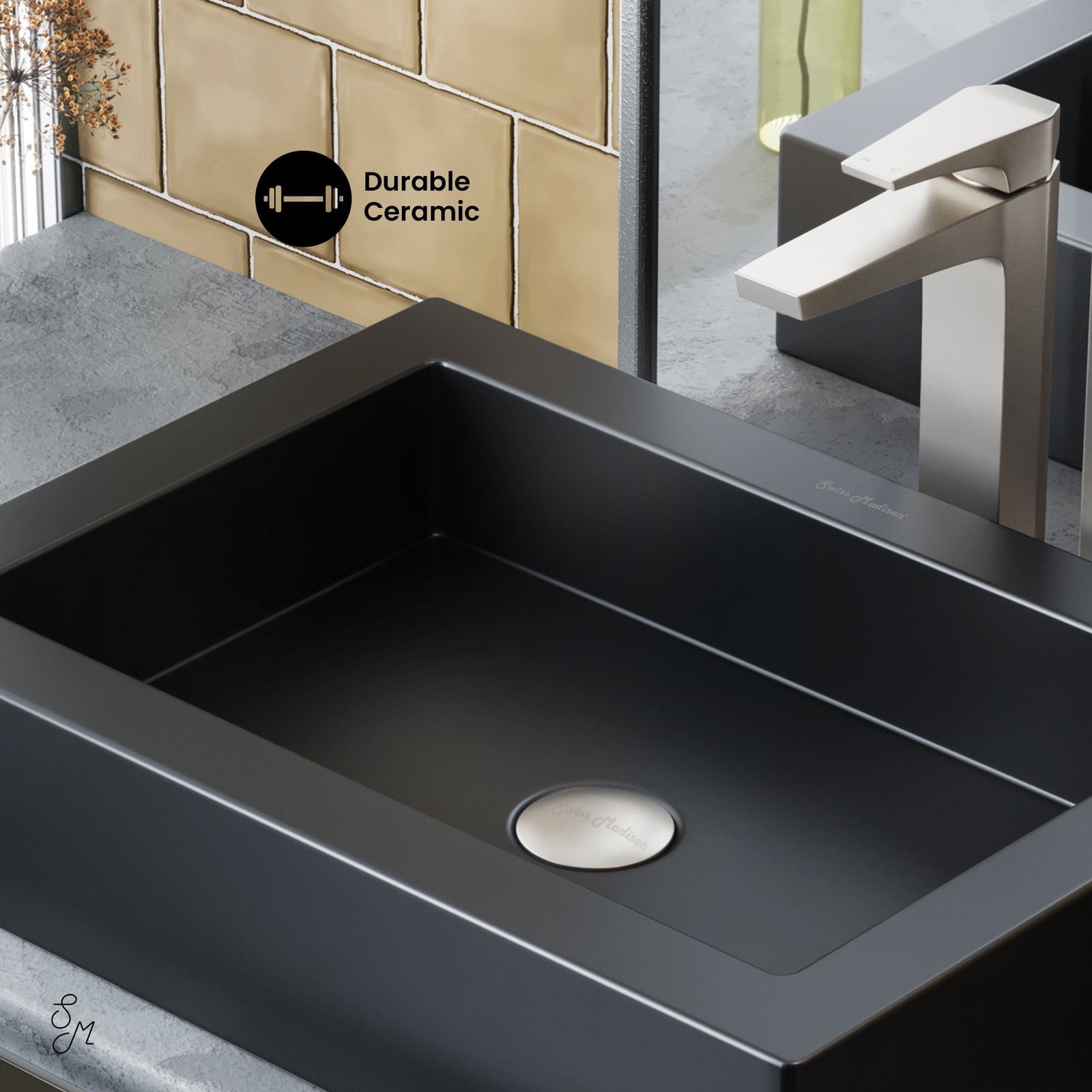 Voltaire Ceramic Rectangle Vessel Sink, Matte Black Q3T0 - product image 2