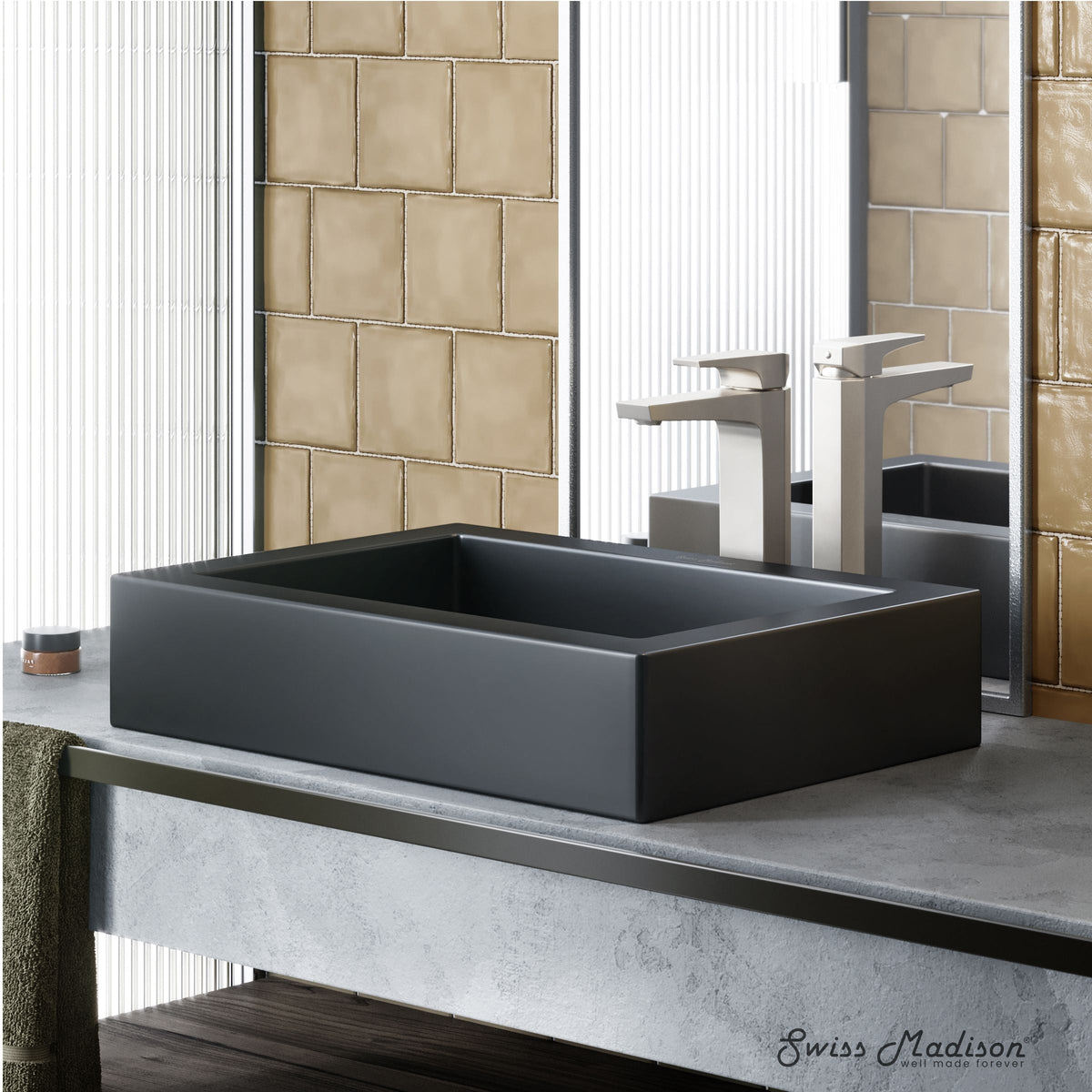 Voltaire Ceramic Rectangle Vessel Sink, Matte Black V9D6 - product image 4