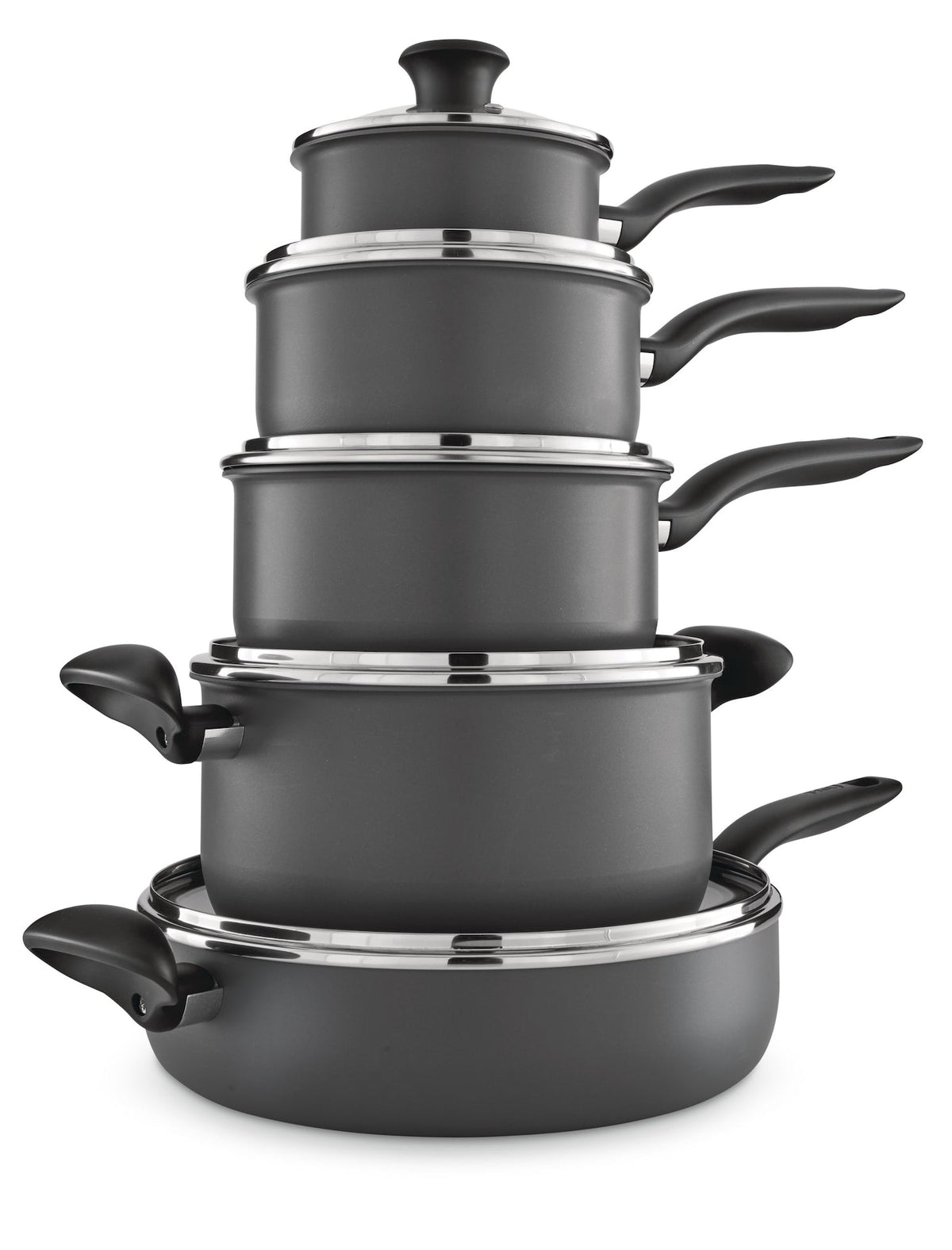 Hard Titanium Cookware Set, Non-stick, Dishwasher & Oven Safe, Grey, 10-pc Y5P6 - product image 2