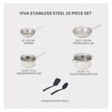 Viva Stainless Steel Cookware Set, Dishwasher & Oven Safe, Pots and Pans Set, 10-pc Z0Y7 - product image 2